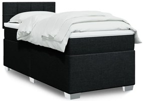 vidaXL Κρεβάτι Boxspring με Στρώμα Μαύρο 100 x 200 εκ. Υφασμάτινο