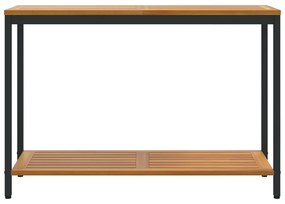 vidaXL Εξωτερικό Τραπέζι Φυσικό & Μαύρο 35x110x75 εκ. Μασίφ Ξύλο και Ατσάλι