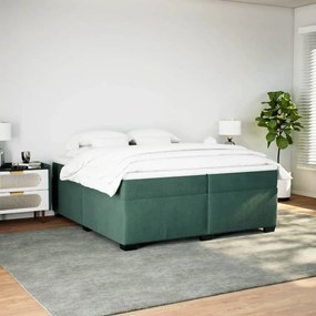 vidaXL Κρεβάτι Boxspring με Στρώμα Σκούρο Πράσινο 200x200εκ. Βελούδινο