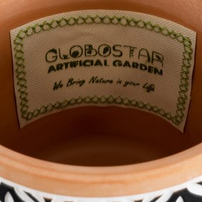 GloboStar® Artificial Garden AGRA 20522 Διακοσμητικό Κεραμικό Κασπώ Γλάστρα - Flower Pot Μαύρο με Λευκό και Μπεζ Φ14.5 x Υ13cm