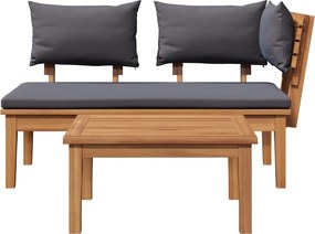 vidaXL Σετ Παγκάκι και Τραπέζι Κήπου 2 pcs Γκρι και Καφέ