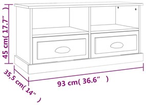 Έπιπλο Τηλεόρασης Καφέ Δρυς 93x35,5x45 εκ. Επεξεργασμένο Ξύλο - Καφέ