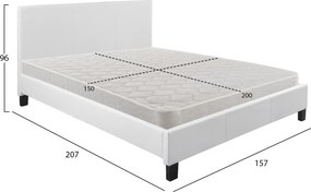 ΚΡΕΒΑΤΙ ΜΕ ΣΤΡΩΜΑ BECCA HM21283.01 ΛΕΥΚΟ PU--ΓΙΑ 150x200εκ