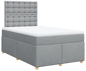 Κρεβάτι Boxspring με Στρώμα Ανοιχτό Γκρι 120x200 εκ. Υφασμάτινο - Γκρι