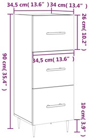 Ντουλάπι Sonoma Δρυς 34,5x34x90 εκ. από Επεξεργασμένο Ξύλο - Καφέ