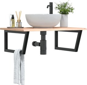 vidaXL Ράφι Νιπτήρα Τοίχου από Ατσάλι / Μασίφ Ξύλο Δρυός