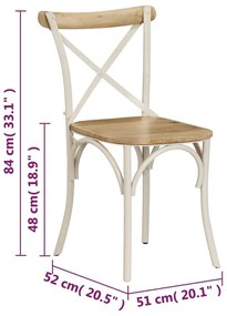 Καρέκλες με Χιαστί Πλάτη 2 τεμ. Λευκές από Μασίφ Ξύλο Μάνγκο - Λευκό