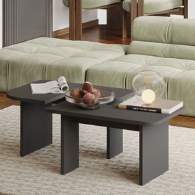 Σετ Τραπεζιών Σαλονιού Ανθρακί ETRERA 90x45x35