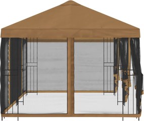 vidaXL Κιόσκι με Πλαϊνές Τοίχους 6 x 3 m Μπεζ Πολυεστέρας και Χάλυβας