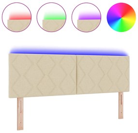 vidaXL LED Κεφαλάρι Μοτίβο Διαμαντιού Κρεμ 160 εκ. Υφασμάτινο