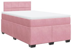 vidaXL Κρεβάτι Boxspring με Στρώμα Ροζ 120x190 εκ. Βελούδινο