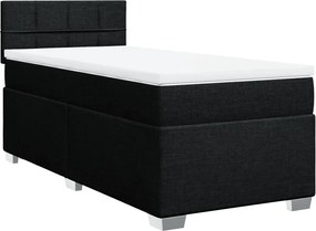 vidaXL Κρεβάτι Boxspring με Στρώμα Μαύρο 90x190 εκ.Υφασμάτινο