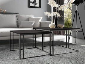Σετ τραπεζιών περιοδικών Miami 420, Μαύρο, 50x76x76cm, Πλαστικοποιημένη μοριοσανίδα, Γωνιακό | Epipla1.gr