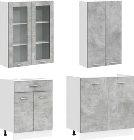 vidaXL Μονάδα κουζίνας LYON 8 pcs Γκρι Σκυροδέματος Επεξεργασμένο Ξύλο