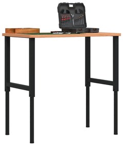 vidaXL Πάγκος Εργασίας Ορθογώνιος 100x60x(71,5-98) εκ Μασίφ Ξύλο Οξιάς