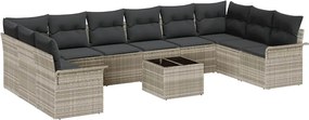 vidaXL Σετ Καναπέ Κήπου με μαξιλάρι 11 pcs Γκρι Πολυ ράταν