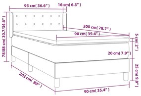 Κρεβάτι Boxspring με Στρώμα Ροζ 90x200 εκ. Βελούδινο - Ροζ