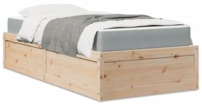 Κρεβάτι με Στρώμα 90x200 εκ Μασίφ Ξύλο Πεύκου
