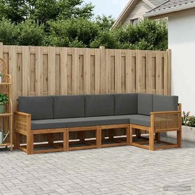 vidaXL Σειρά Καναπέ Εξωτερικού 5 pcs Φυσικό και Ανθρακί Πολυεστέρας