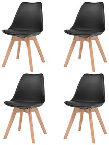 vidaXL Καρέκλες Τραπεζαρίας 4 τεμ. Μαύρες Πλαστικές