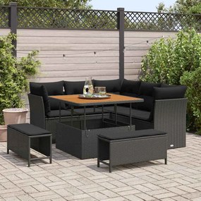 vidaXL Σετ Καναπέ Κήπου Ρυθμιζόμενο ύψος 8 pcs Μαύρο συνθετικό ρατάν