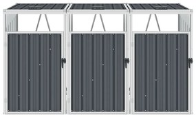 vidaXL Πλαίσιο Τριπλό για Κάδους Γκρι 213 x 81 x 121 εκ. Ατσάλινο