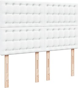 vidaXL Κρεβάτι Boxspring με Στρώμα Λευκό 160x200εκ.από Συνθετικό Δέρμα