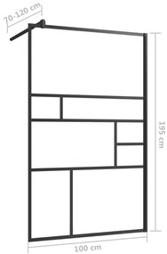 vidaXL Διαχωριστικό Ντουζιέρας Μαύρο 100 x 195 εκ. Διαφανές Γυαλί ESG