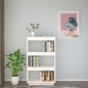 vidaXL Βιβλιοθήκη/Διαχωριστικό Χώρου Λευκό 60x35x103 εκ. Μασίφ Πεύκο