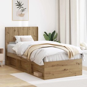 vidaXL Καλάθι με αποθήκη και κεφαλάρι Artisan Δρυς 90 x 200 cm