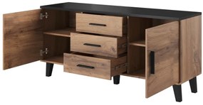 Chest of drawers LOTTA 150 (2D3S) wotan oak/black DIOMMI CAMA-LOTTA-KOMODA-150-2D3S-DWO/CZ