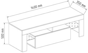 Ξύλινο Έπιπλο Τηλεόρασης LILA Λευκό - Black Laquer Μ140xΠ35xΥ50cm