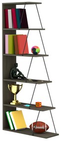 Βιβλιοθήκη Μίνι Tars Olive Grey Με Μαύρες Βέργες 65x22-24x146Υεκ.