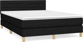 vidaXL Κρεβάτι Boxspring με Στρώμα Μαύρο 140x190 εκ. Υφασμάτινο
