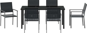 vidaXL Σέτ φαγητού για κήπο 7 pcs Μαύρο Ράτα PE