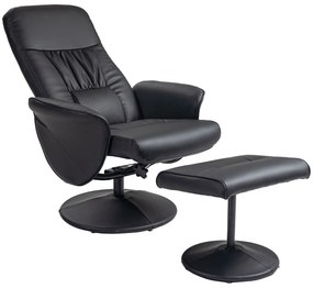 HOMCOM Σετ 2 πολυθρόνων πολυθρόνα με υποπόδιο, ρυθμιζόμενο ύψος, ρυθμιζόμενη πλάτη, Μαύρο