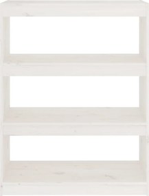 vidaXL Βιβλιοθήκη/Διαχωριστικό Χώρου Λευκή 80x30x103,5 εκ. Μασίφ Πεύκο