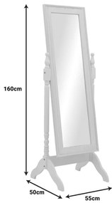 Καθρέπτης Malone Inart mdf σε λευκή αντικέ απόχρωση 55x50x160εκ