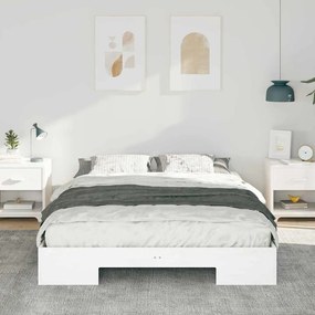 vidaXL Κρεβάτι δαπέδου Λευκό 160 x 200 cm Μασίφ ξύλο πεύκου