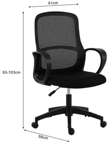 Καρέκλα Γραφείου Zuena σε Μαύρο 61x58x103εκ. 61x58x93 εκ.