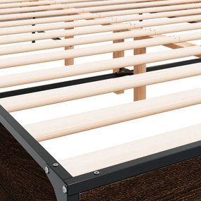 vidaXL Πλαίσιο Κρεβατιού Καφέ Δρυς 160x200 εκ. Επεξ. Ξύλο &amp; Μέταλλο