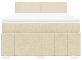 vidaXL Κρεβάτι Boxspring με Στρώμα Κρεμ 160x200 εκ. Υφασμάτινο