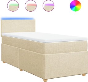 vidaXL Κρεβάτι Boxspring με Στρώμα Κρεμ 100 x 200 εκ. Υφασμάτινο