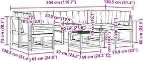 vidaXL Σειρά Καναπέ Εξωτερικού με μαξιλάρι 8 pcs Λευκό και Μπεζ