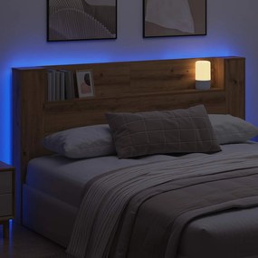 vidaXL Κεφαλάρι Ντουλάπι με LED Καρυδιά Χειροποίητης Εργασίας
