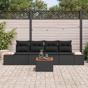 vidaXL Σετ Καναπέ Κήπου με μαξιλάρι 5 pcs Μαύρο Πολυ ράταν