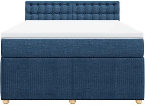 vidaXL Κρεβάτι Boxspring με Στρώμα Μπλε 160x200 εκ. Υφασμάτινο