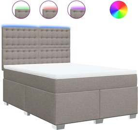 vidaXL Κρεβάτι Boxspring με Στρώμα Taupe 140x190 εκ. Υφασμάτινο