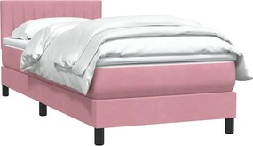 vidaXL Κρεβάτι Boxspring με Στρώμα Ροζ 80x220 εκ. Βελούδινο