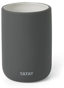 Ποτήρι Μπάνιου Κεραμικό Soft Anthracite Grey 74x74x105mm - Tatay
